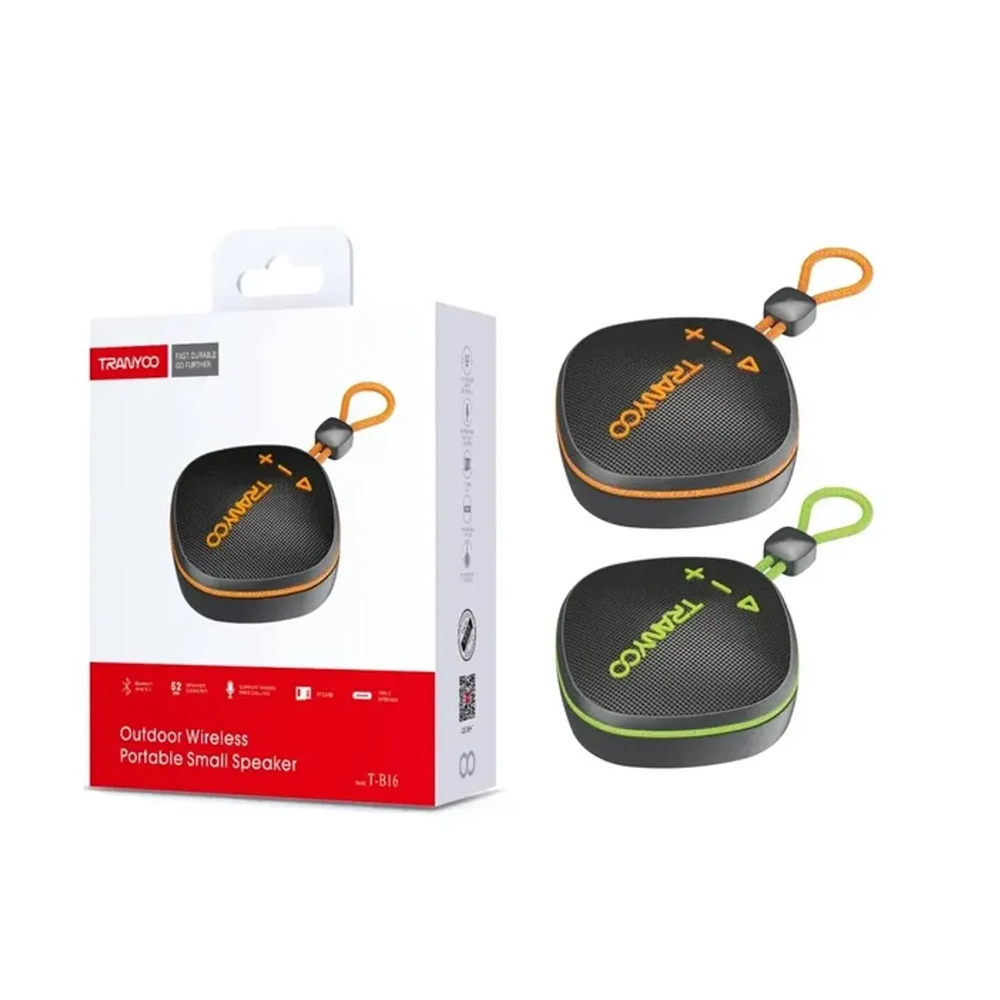 PARLANTE PARA MOTO BICI BLUETOOTH 5.3 TRANYOO T-B16 SPEAKER 5W TARJETA TF Y FM - 1