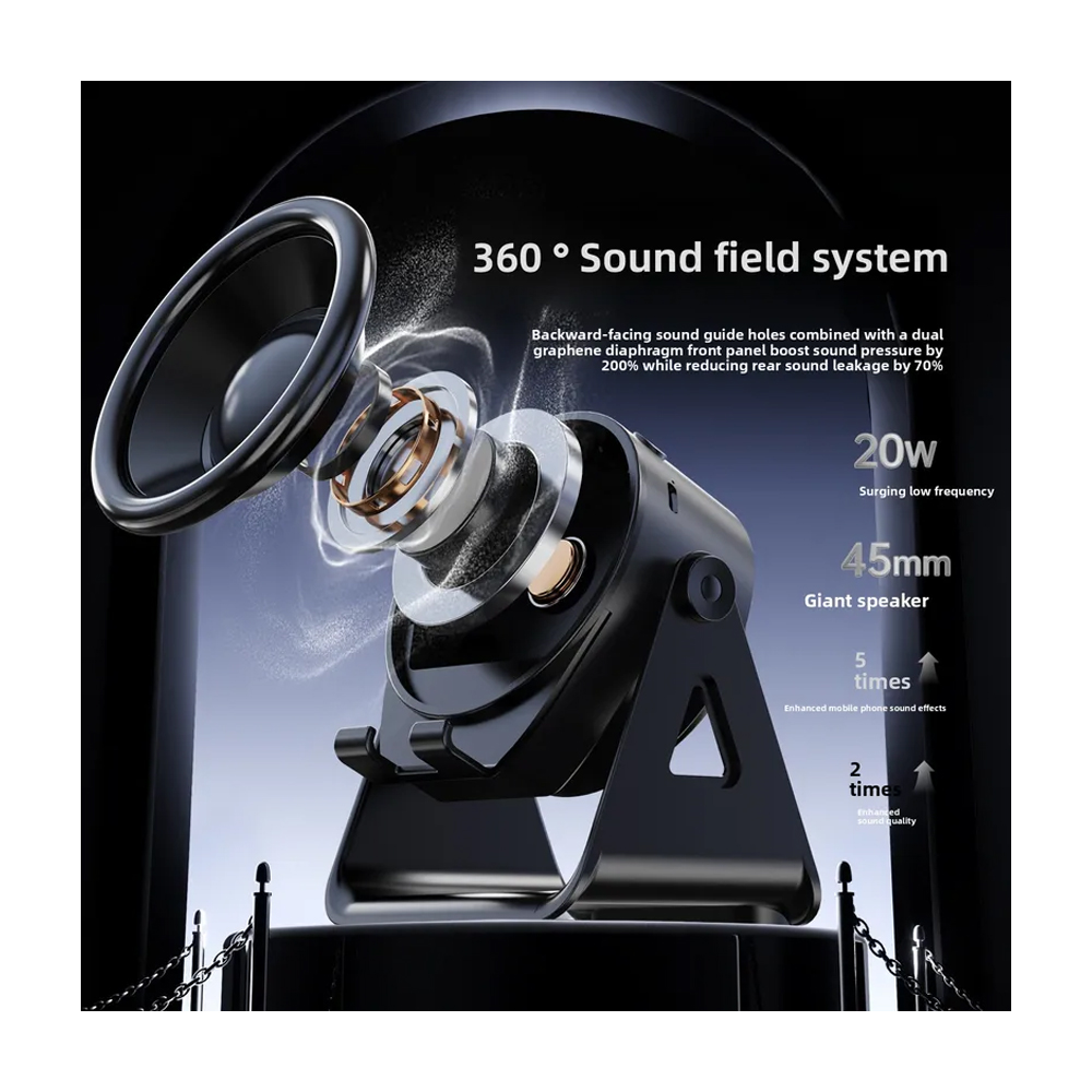 SOPORTE DE CELULAR CON INDUCCIÓN DE AUDIO POTENCIA SONIDO BLUETOOTH 5.3 - 7