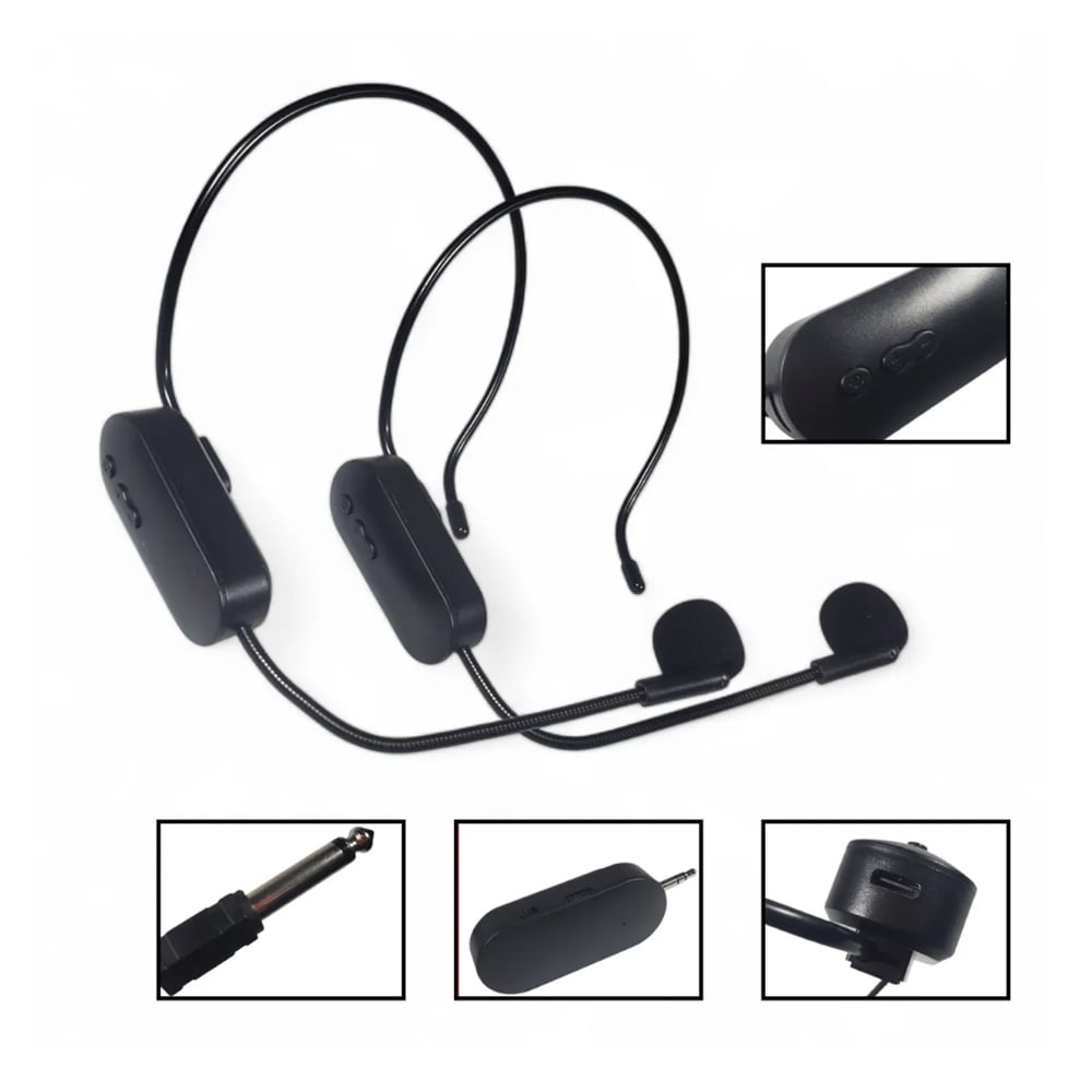 PAR DE MICROFONOS INALAMBRICO RECARGABLE VINCHA REMOVIBLE PC PARLANTE EQUIPOS LAPTOP - 3