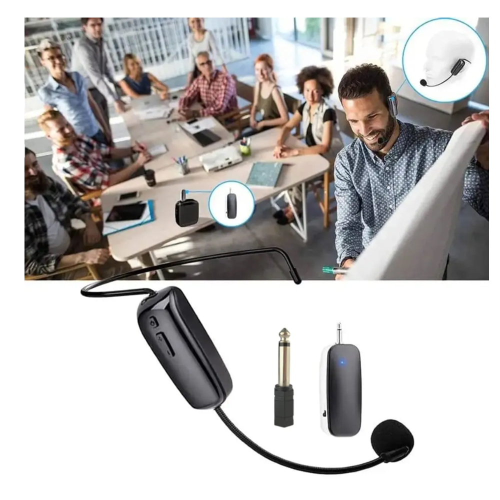 PAR DE MICROFONOS INALAMBRICO RECARGABLE VINCHA REMOVIBLE PC PARLANTE EQUIPOS LAPTOP - 8