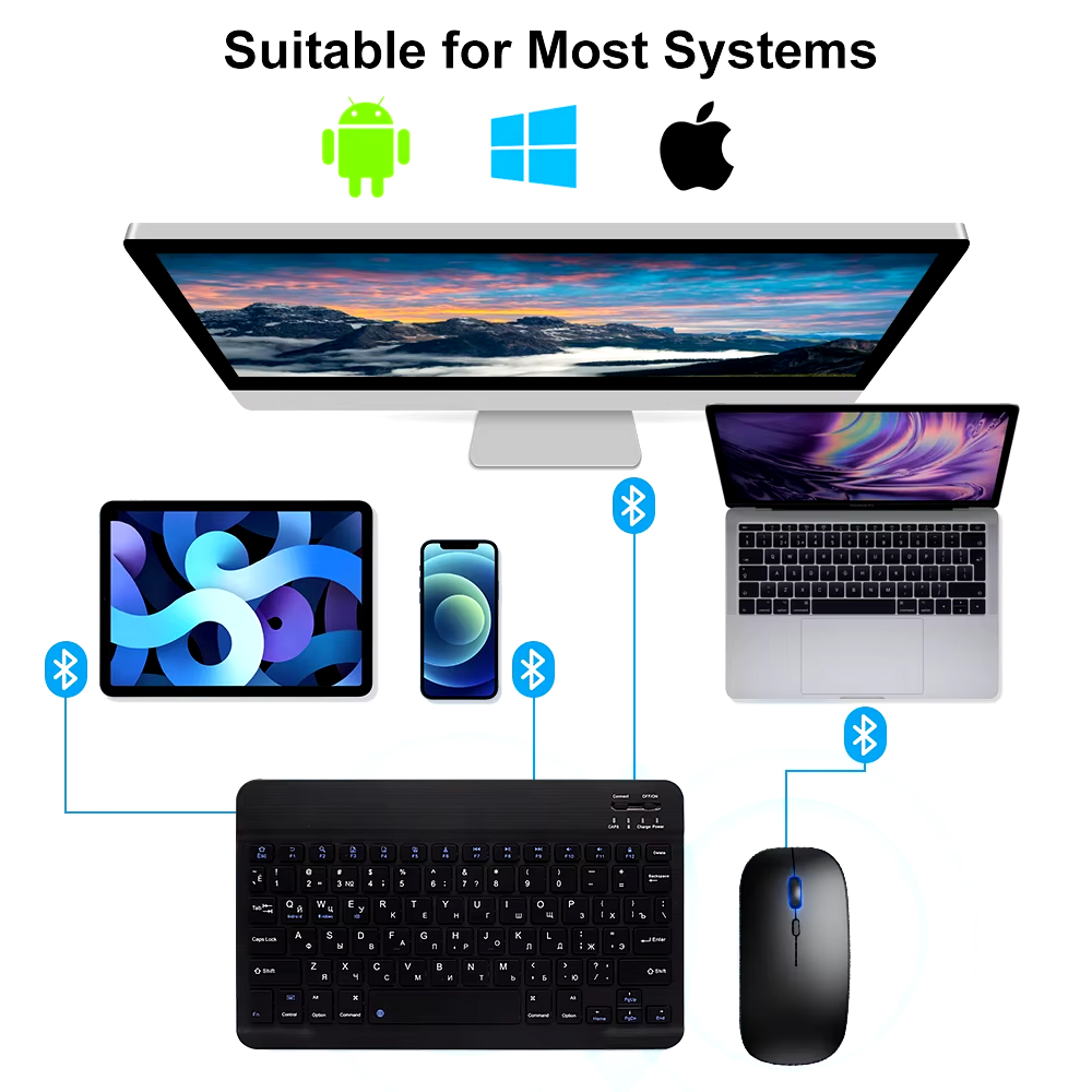 KIT TECLADO Y MOUSE INALAMBRICO BLUETOOTH 2.4G RECARGABLE IOS WINDOWS IPAD - 2