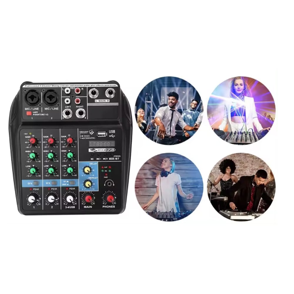 CONSOLA MEZCLADOR DE 4 CANALES DE AUDIO BLUETOOTH MIXER SONIDO 48V - 1