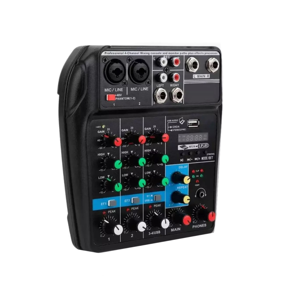 CONSOLA MEZCLADOR DE 4 CANALES DE AUDIO BLUETOOTH MIXER SONIDO 48V - 3