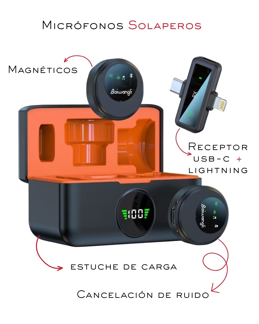 PACK UGC PANEL DE LUZ LED MICRÓFONOS INALÁMBRICO Y SELFIE STICK CON TRIPODE - 2