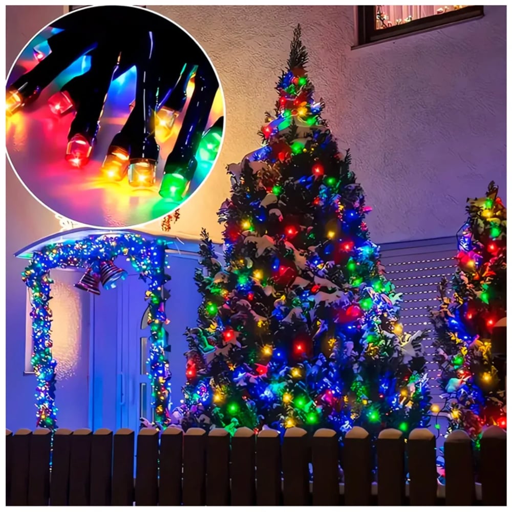 LUCES NAVIDEÑAS LINEALES MULTICOLOR CON PANEL SOLAR – 20 METROS DE MAGIA ECOLÓGICA - 3