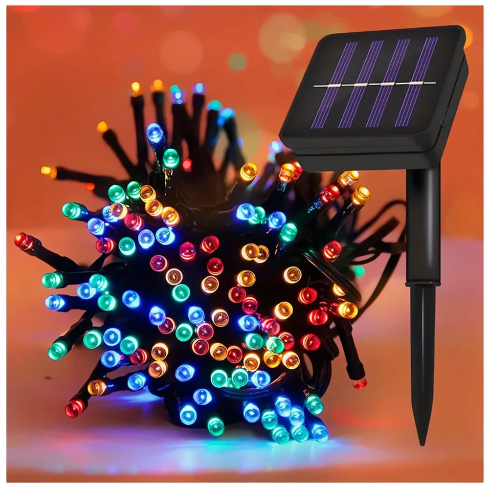 LUCES NAVIDEÑAS LINEALES MULTICOLOR CON PANEL SOLAR – 20 METROS DE MAGIA ECOLÓGICA - 4