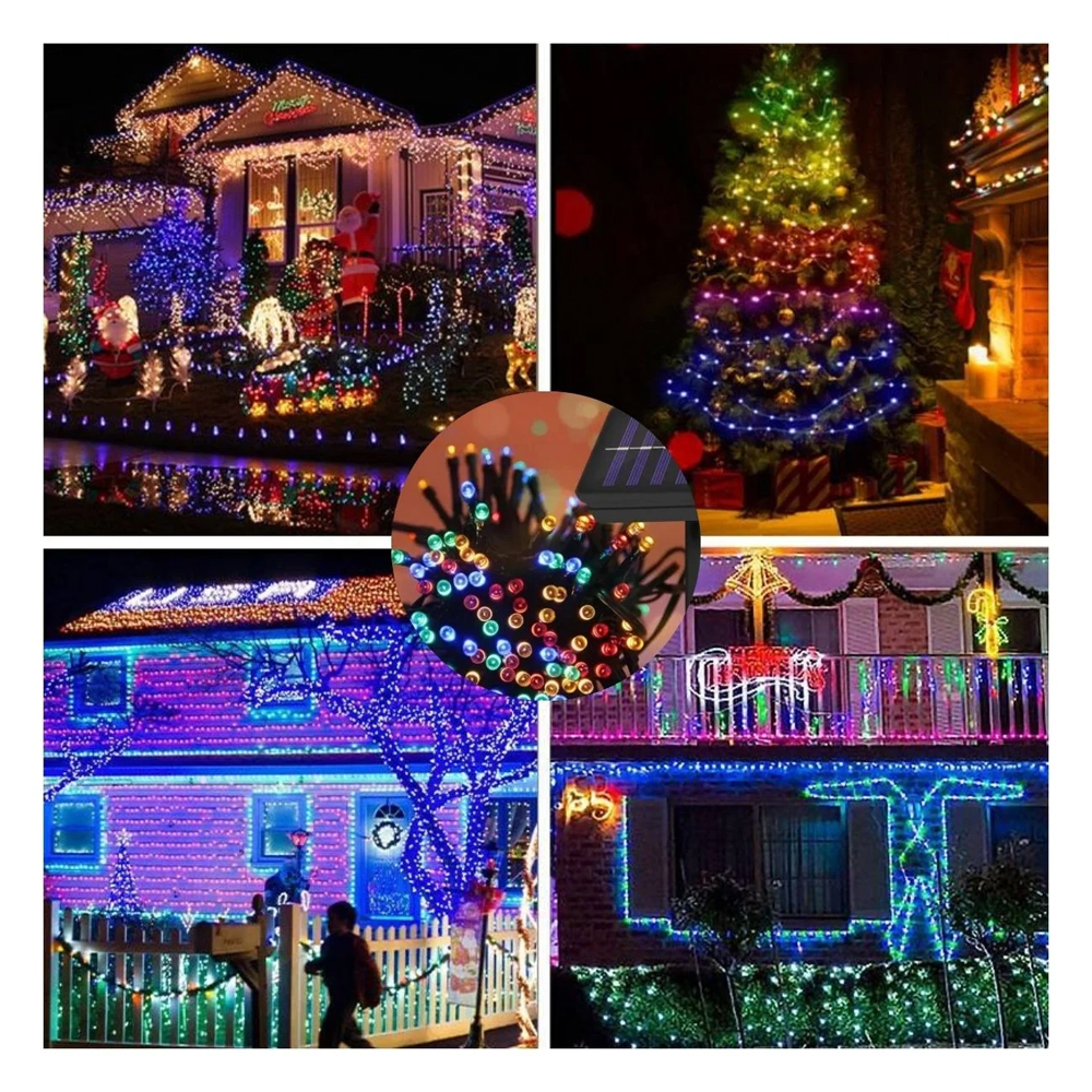 LUCES NAVIDEÑAS LINEALES MULTICOLOR CON PANEL SOLAR – 20 METROS DE MAGIA ECOLÓGICA - 6