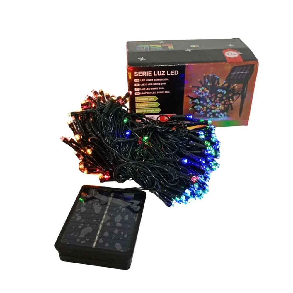 LUCES NAVIDEÑAS LINEALES MULTICOLOR CON PANEL SOLAR – 20 METROS DE MAGIA ECOLÓGICA - 7