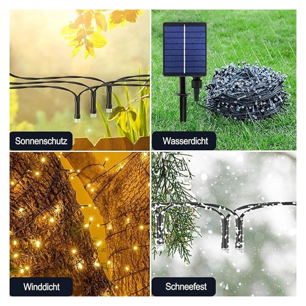 LUCES NAVIDEÑAS LINEALES MULTICOLOR CON PANEL SOLAR – 20 METROS DE MAGIA ECOLÓGICA - 8