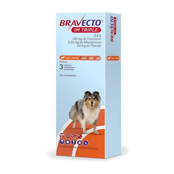 BRAVECTO 1M TRIPLE 100MG (5 A 10 KG) X 3 TAB - 1