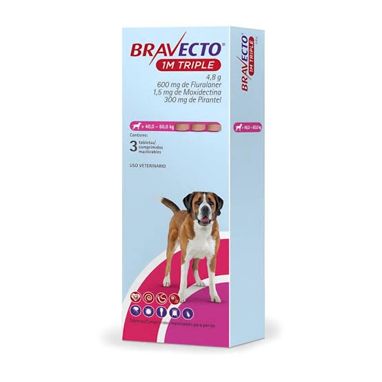 BRAVECTO 1M TRIPLE 600MG (40 A 60 KG) X 3 TAB - 1