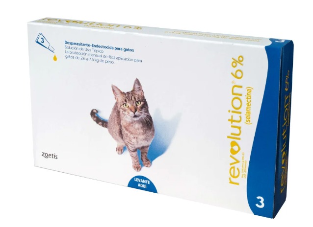 REVOLUTION 6 % X 0.75 ML FELINOS (AZUL) (2.6 – 7.5 KG) – CAJA 3 UNIDADES - 1