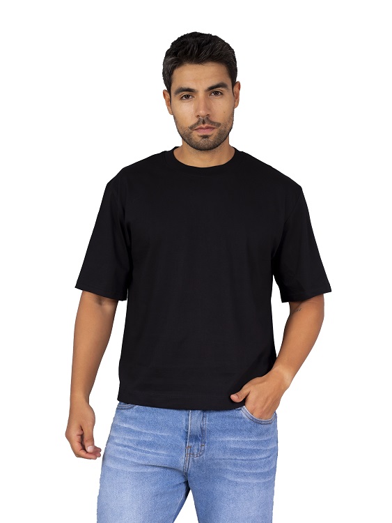 POLO COLOR ENTERO BOXY FITT NEGRO - 1