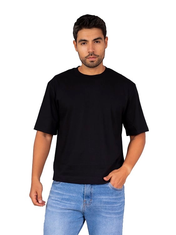 POLO COLOR ENTERO  BOXY FITT NEGRO - 1