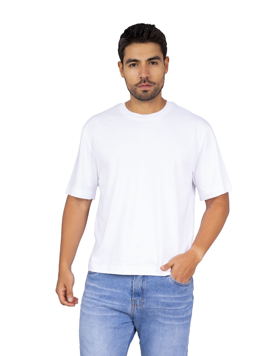 POLO COLOR ENTERO BOXY FITT-BLANCO - 1