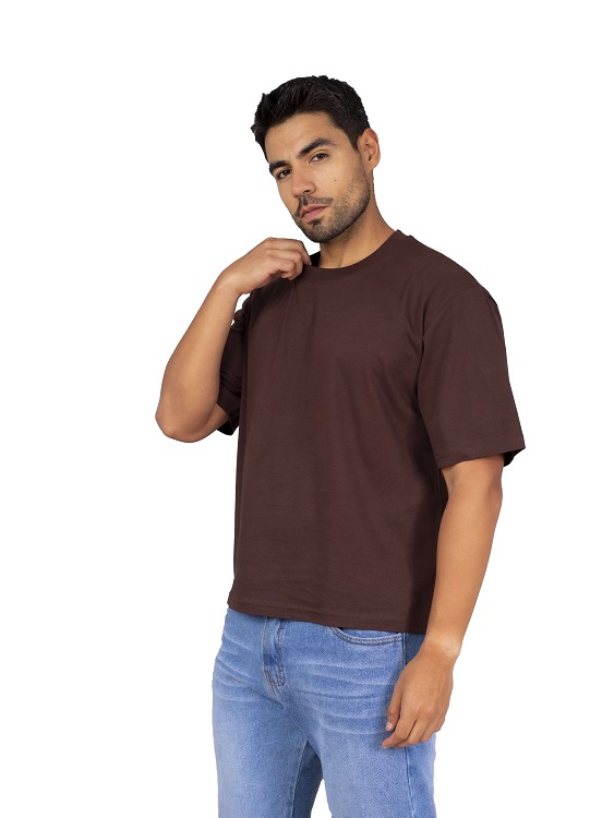 POLOS COLOR ENTERO BOXY FITT-MARRON - 1