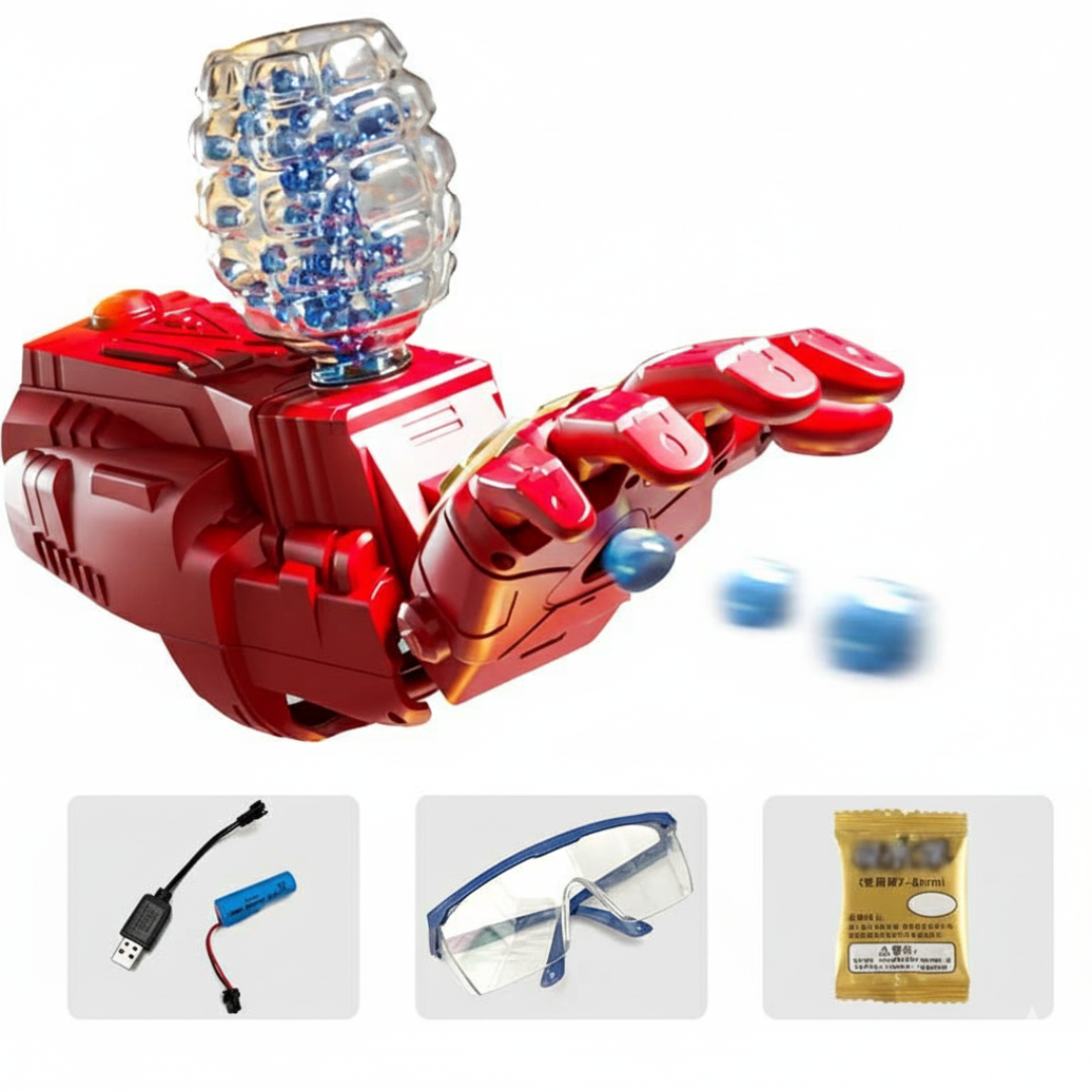BRAZO IRON MAN LANZADOR DE HIDROGEL / JUGUETE PARA NIÑOS + ACCESORIOS LENTES Y MÁS - 8