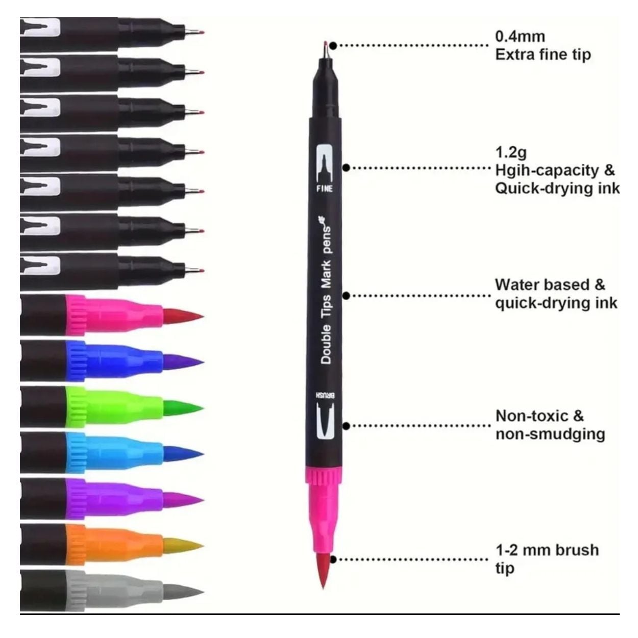 Plumones 168 colores doble punta a base de alcohol con estuche - 4