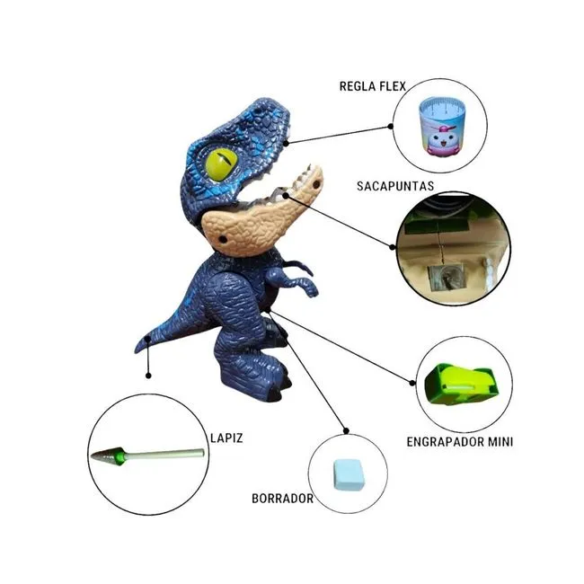 ORGANIZADOR LADRILLO DINOSAURIO ESCOLAR MULTIFUNCIONAL 5 EN 1 - 2