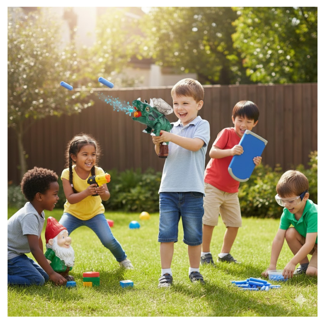 ¡DINOSAURIO VERDE LANZADOR DE HIDROGEL CON LUZ Y DIVERSIÓN ASEGURADA! JUGUETE PARA NIÑOS  / DARDOS, ACCESORIOS Y MÁS - 5