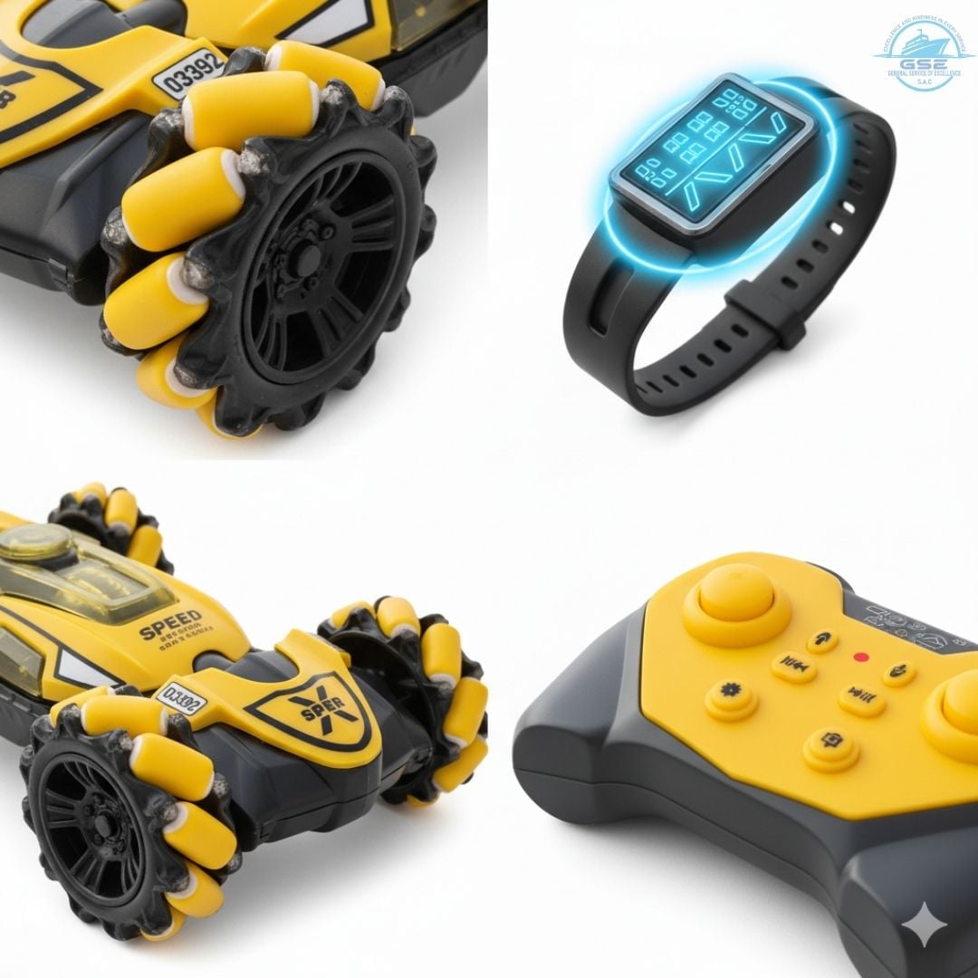 Carro RC Acrobático con Pulsera Sensorial, Luces LED y Efecto de Humo Real - 3
