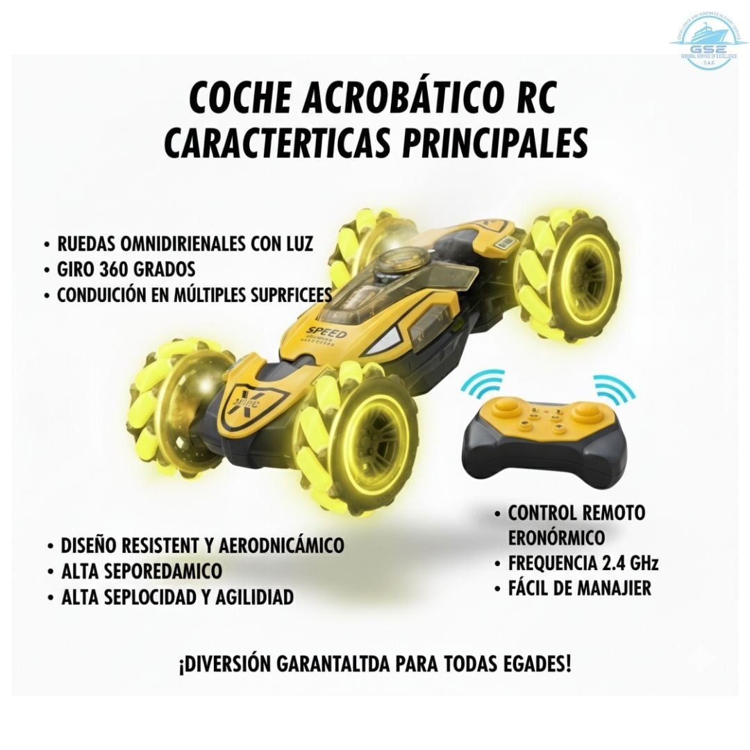 Carro RC Acrobático con Pulsera Sensorial, Luces LED y Efecto de Humo Real - 4