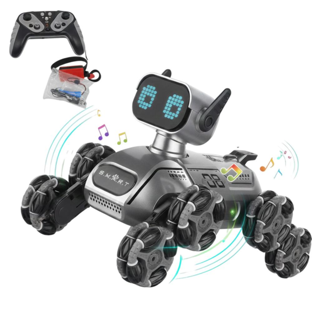 PERRO ROBOT INTERACTIVO CONTROL DUAL + TODO TERRENO + LUCES LED + MÚSICA + MOVIMIENTOS REALISTAS + BATERÍA RECARGABLE - 1