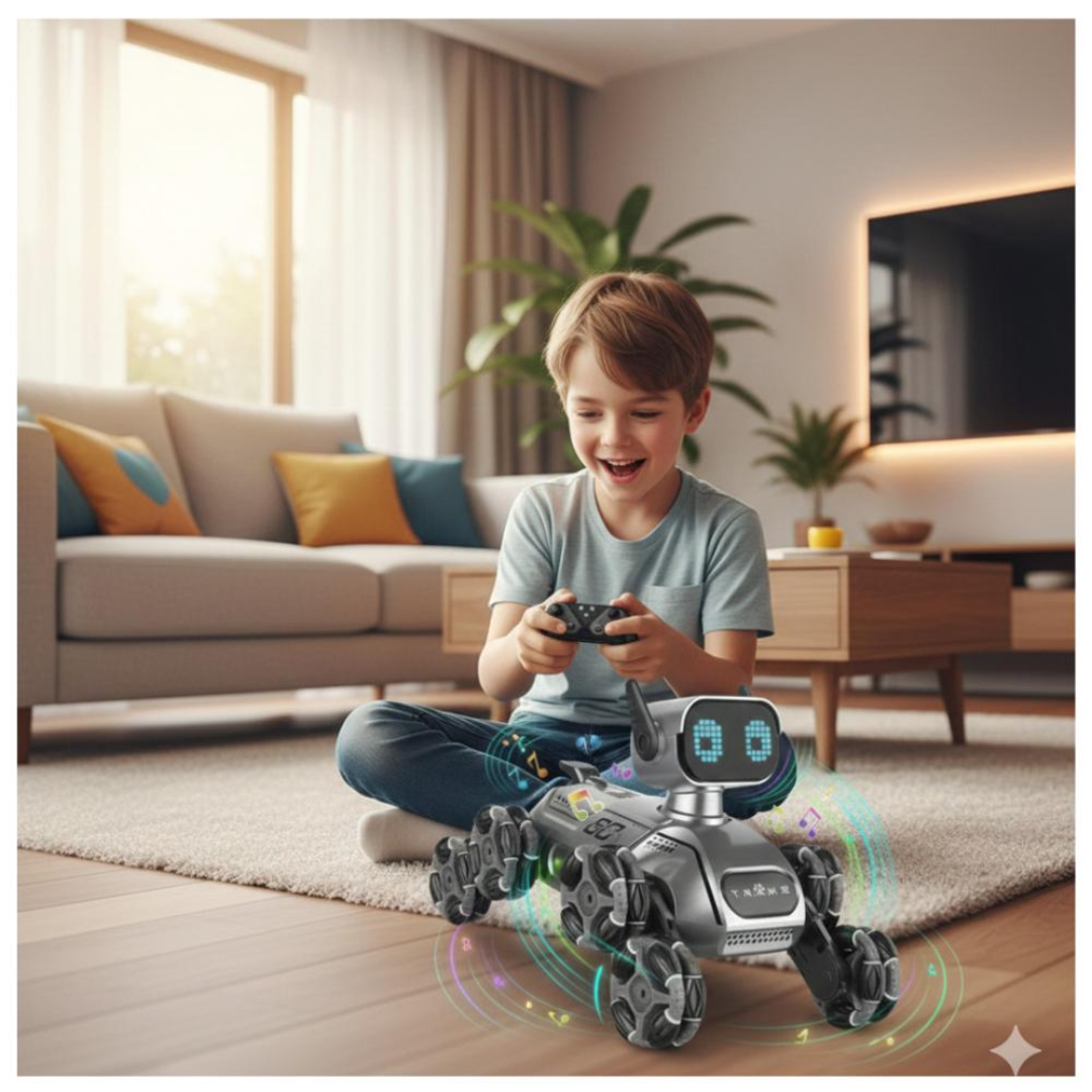 PERRO ROBOT INTERACTIVO CONTROL DUAL + TODO TERRENO + LUCES LED + MÚSICA + MOVIMIENTOS REALISTAS + BATERÍA RECARGABLE - 2