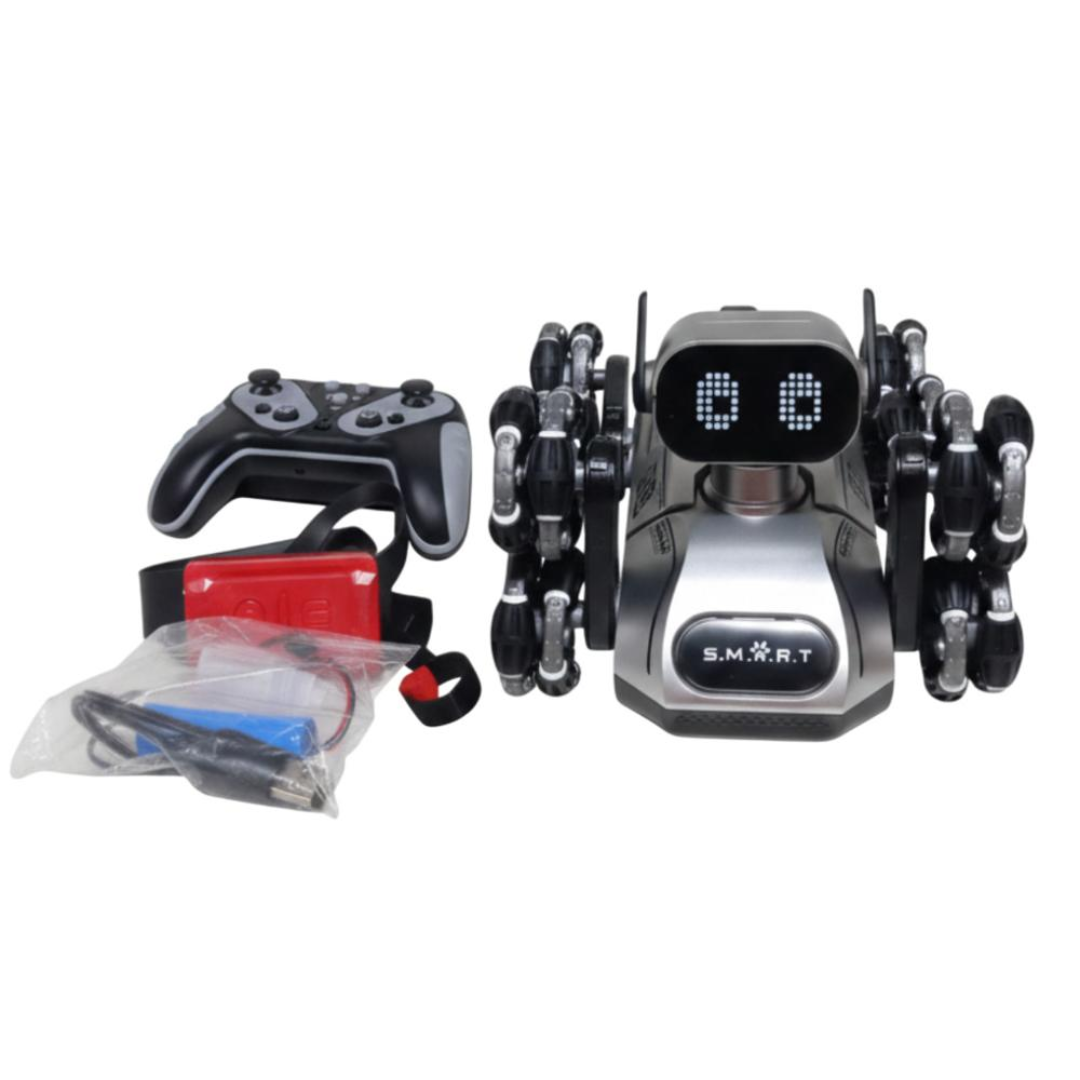 PERRO ROBOT INTERACTIVO CONTROL DUAL + TODO TERRENO + LUCES LED + MÚSICA + MOVIMIENTOS REALISTAS + BATERÍA RECARGABLE - 4