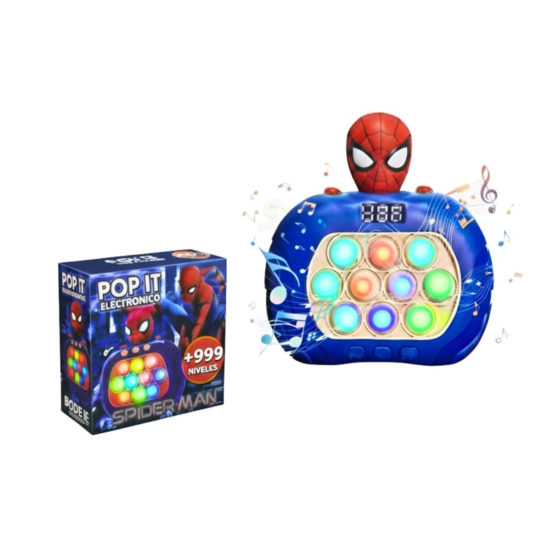 JUGUETE SPIDERMAN POP IT MUSICAL CON PANTALLA + DIVERSIÓN EN NIVELES +900 NIVELES - 1