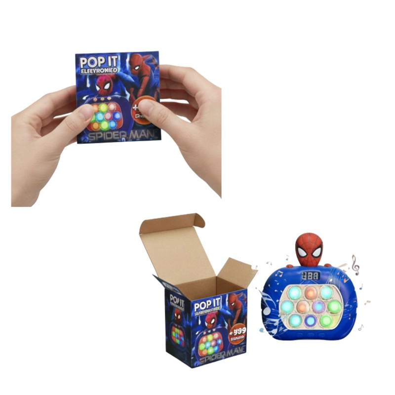 JUGUETE SPIDERMAN POP IT MUSICAL CON PANTALLA + DIVERSIÓN EN NIVELES +900 NIVELES - 3