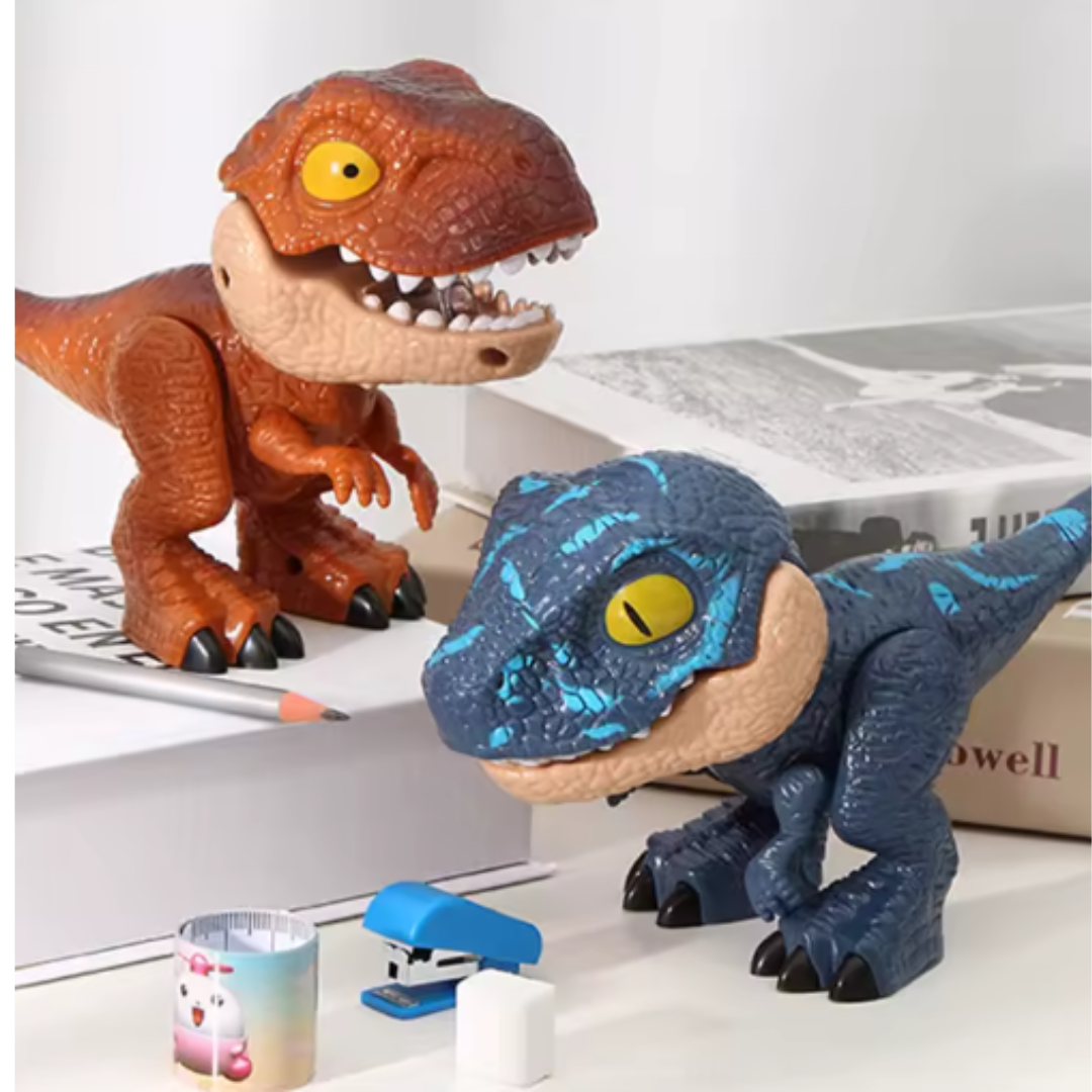 DINOSAURIO ESCOLAR MULTIFUNCIONAL 5 EN 1: ¡DESCUBRE SU MÁGICA SORPRESA! +BORRADOR + TAJADOR + GRAPADORA + LÁPIZ + REGLA - 4