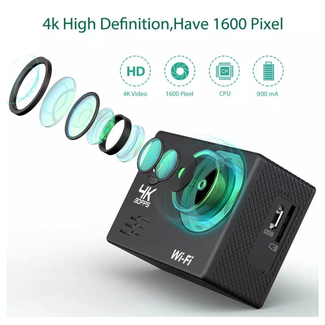CÁMARA GO PRO ULTRA HD 4K 16 MP NEGRO / CÁMARA DEPORTIVA SPORT / ACUÁTICA Y PORTABLE - 6