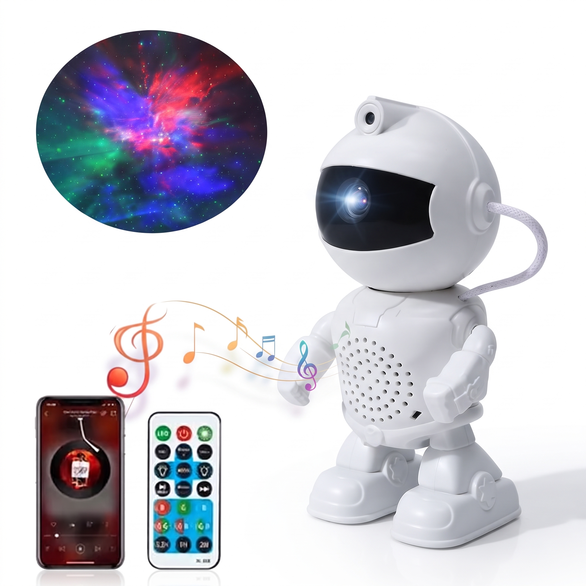 PROYECTOR DE GALAXIA ASTRONAUTA CON LUCES RGB Y BLUETOOTH - 1