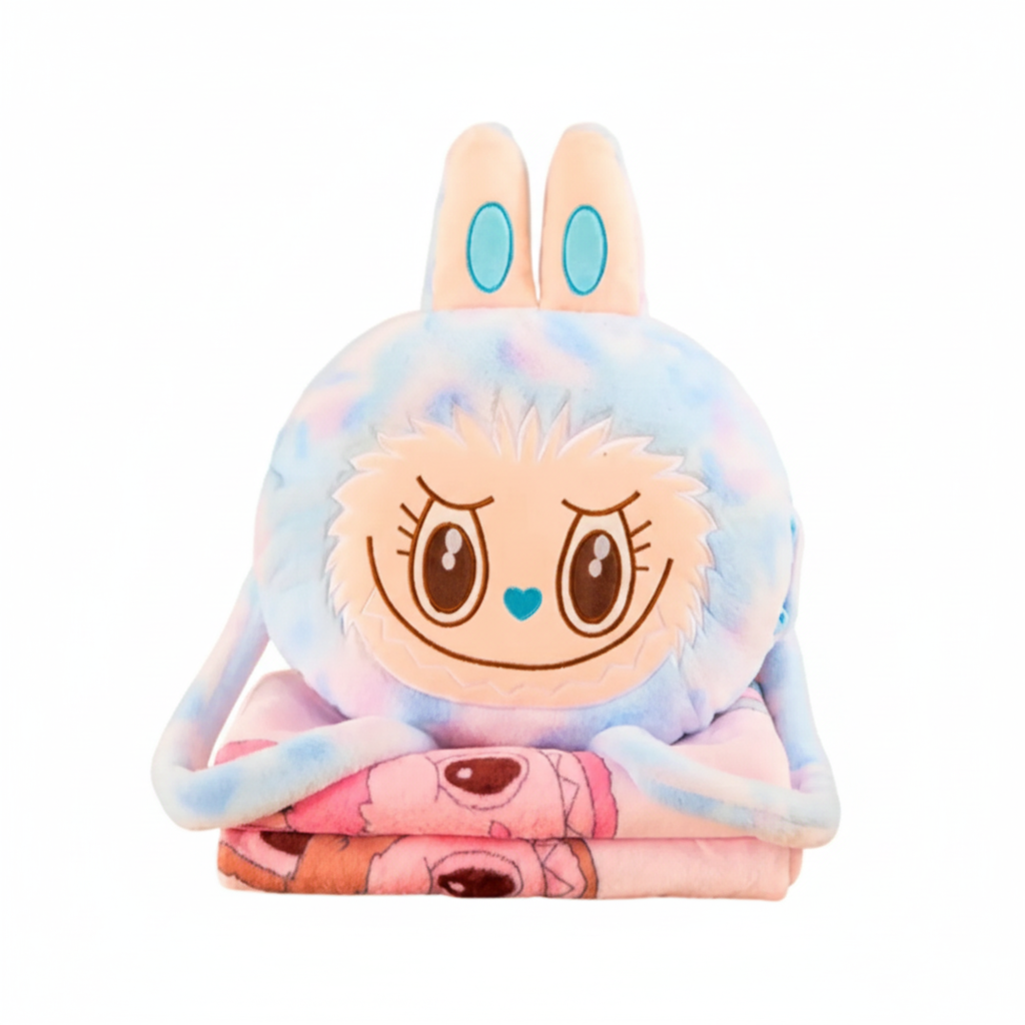 INCREÍBLE PELUCHE LABUBU AZUL 4 EN 1 / ALMOHADA MANTA PELUCHE Y BOLSILLOS / COMODIDAD Y SUEÑO EN UN SOLO PELUCHE - 1