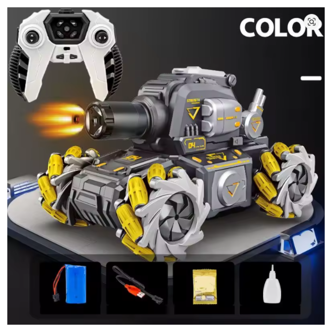 SUPER TANQUE AMARILLO RESISTENCIA LANZADOR DE HIDROGEL CON DOBLE CONTROL REMOTO CON LUZ LED - 5