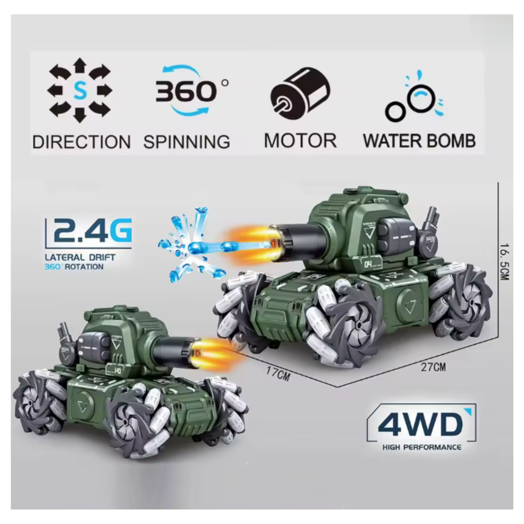 SUPER TANQUE VERDE RESISTENCIA LANZADOR DE HIDROGEL CON DOBLE CONTROL REMOTO CON LUZ LED - 4