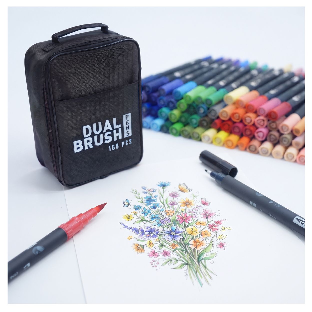 Set de 168 Plumones Doble Punta a Base de Alcohol + Estuche - 5