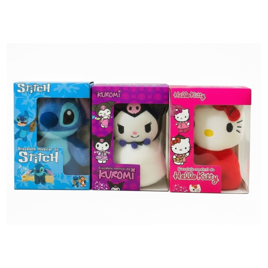 BRAZALETE MUSICAL HELLO KITTY ESTILO SLAP PARA NIÑOS Y ADULTOS / KAWAII PULSERA PELUCHE 3D - 4