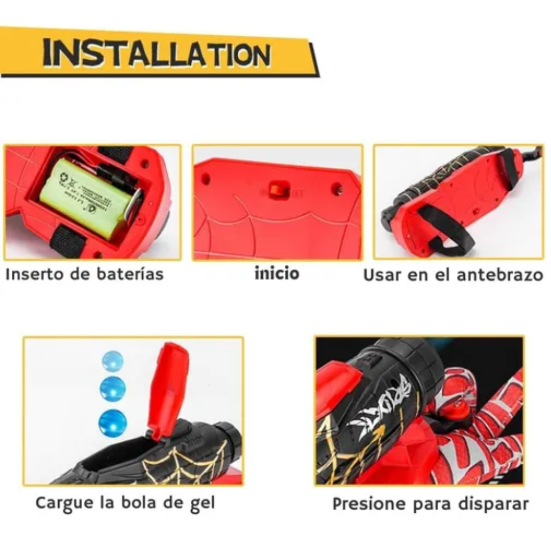 BRAZO SPIDER MAN LANZADOR DE BOLITAS HIDROGEL + GUANTE Y MÁSCARA + ACCESORIOS - 3