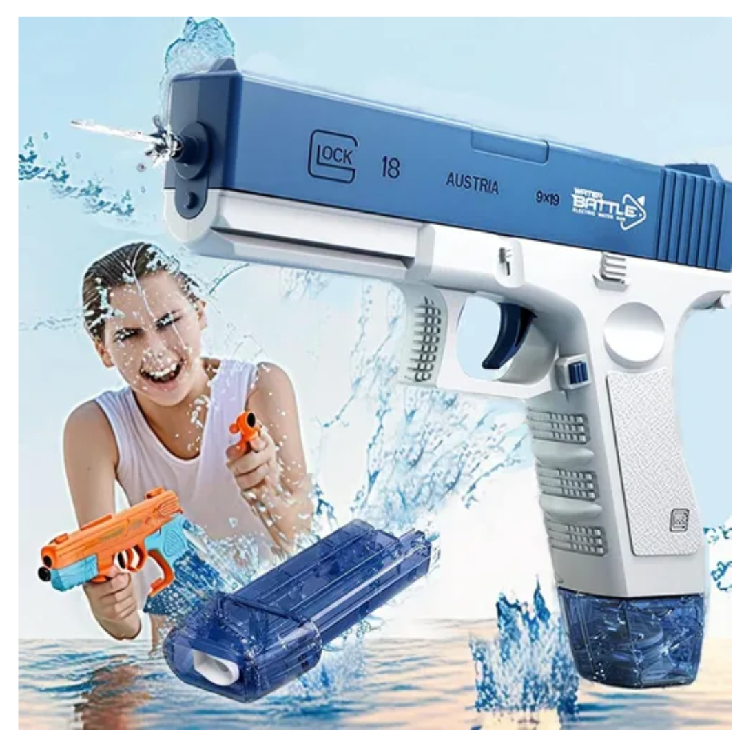 PISTOLA DE AGUA ELECTRICA MANUAL GLOCK AZUL JUGUETE PARA NIÑOS Y ADULTOS / ACCESORIOS DIVERSIÓN ASEGURADA - 4