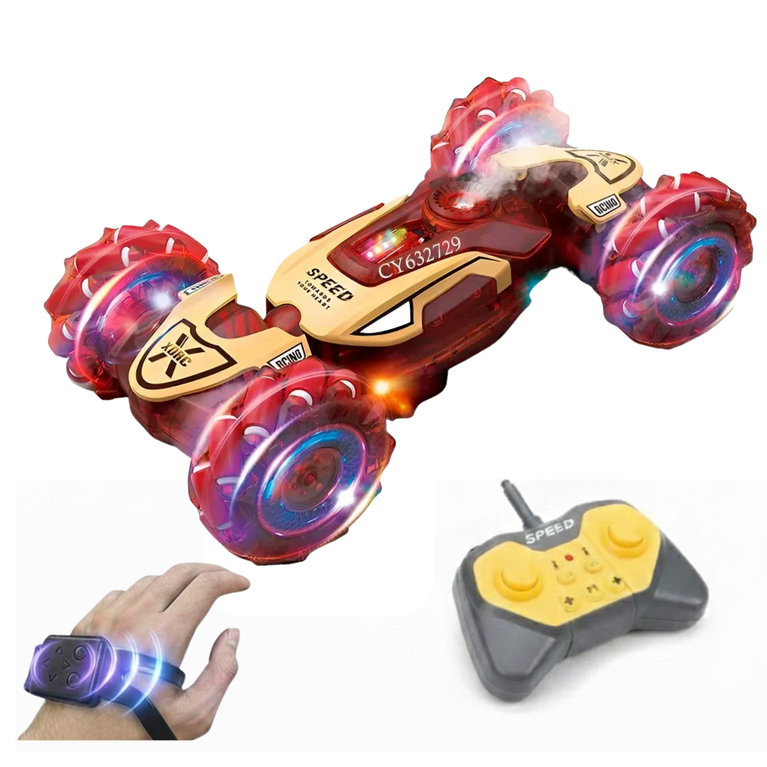 CARRO A CONTROL REMOTO JUGUETE PARA NIÑOS STUNT IRON MAN | LUCES GIRO DE 360° Y ACROBÁTICOS - 1