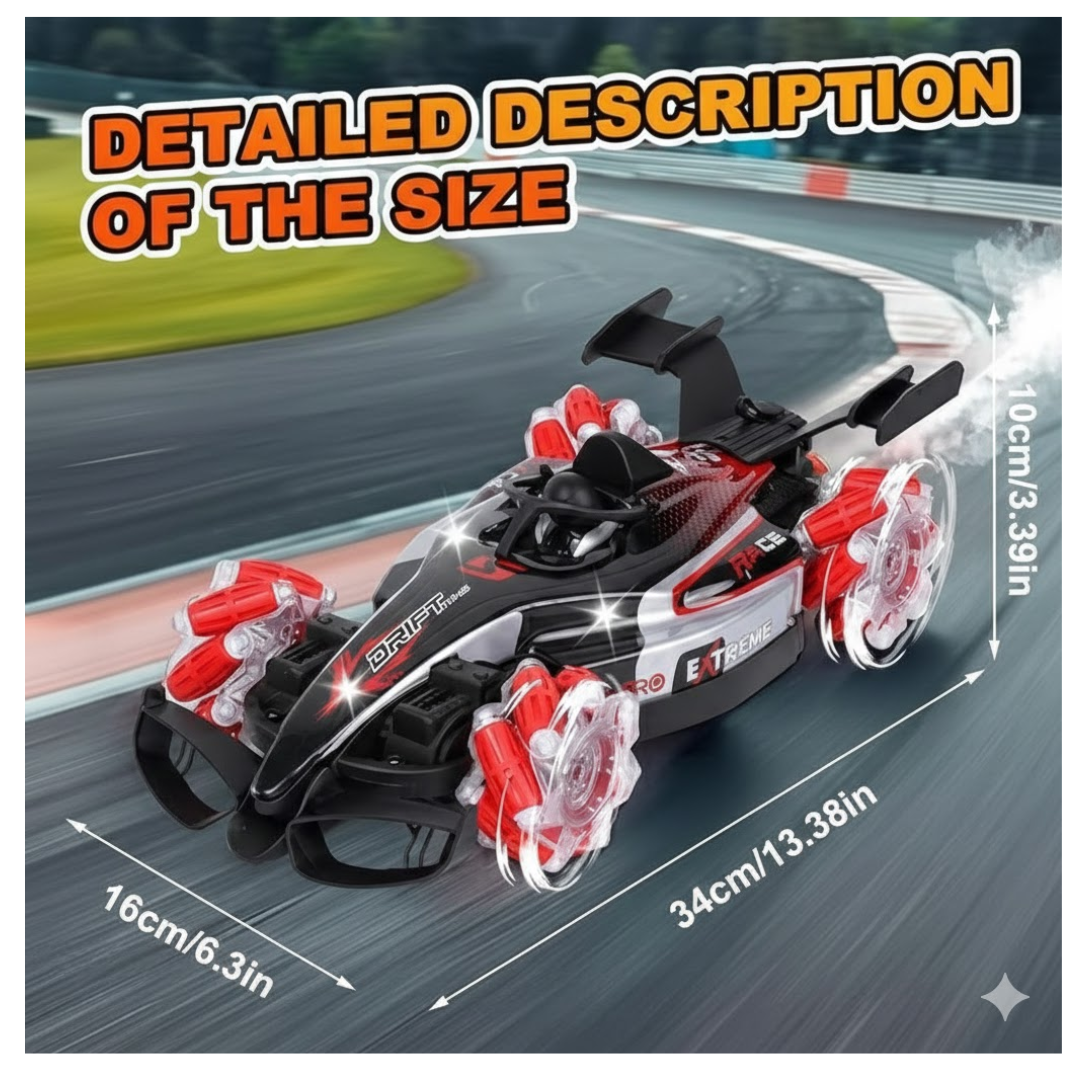 CARRO A CONTROL REMOTO RACING CAR SPRAY PARA NIÑOS / CONTROL SENSOR DE MANO / EFECTO HUMO ACROBACIAS Y LUCES - 4