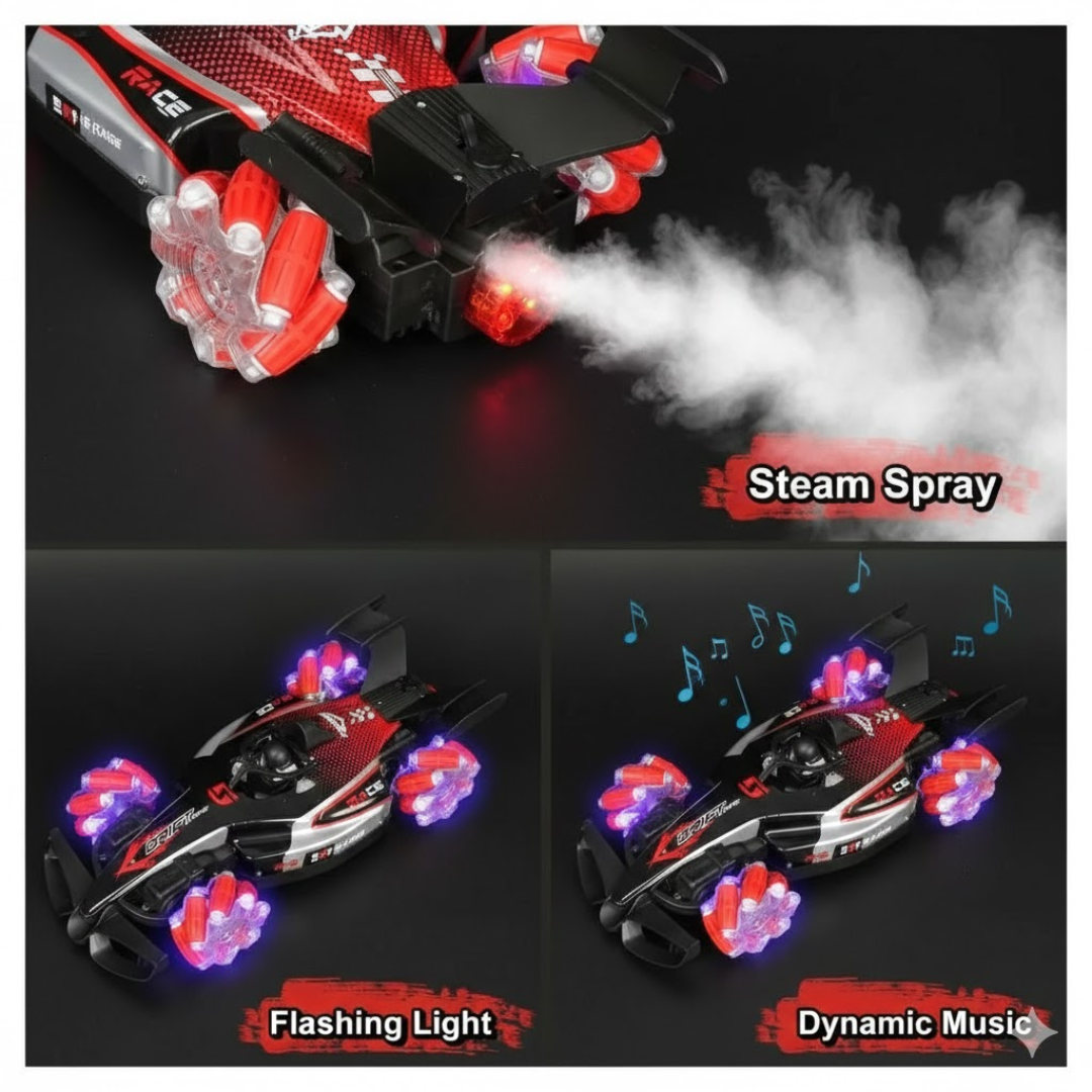 CARRO A CONTROL REMOTO RACING CAR SPRAY PARA NIÑOS / CONTROL SENSOR DE MANO / EFECTO HUMO ACROBACIAS Y LUCES - 5