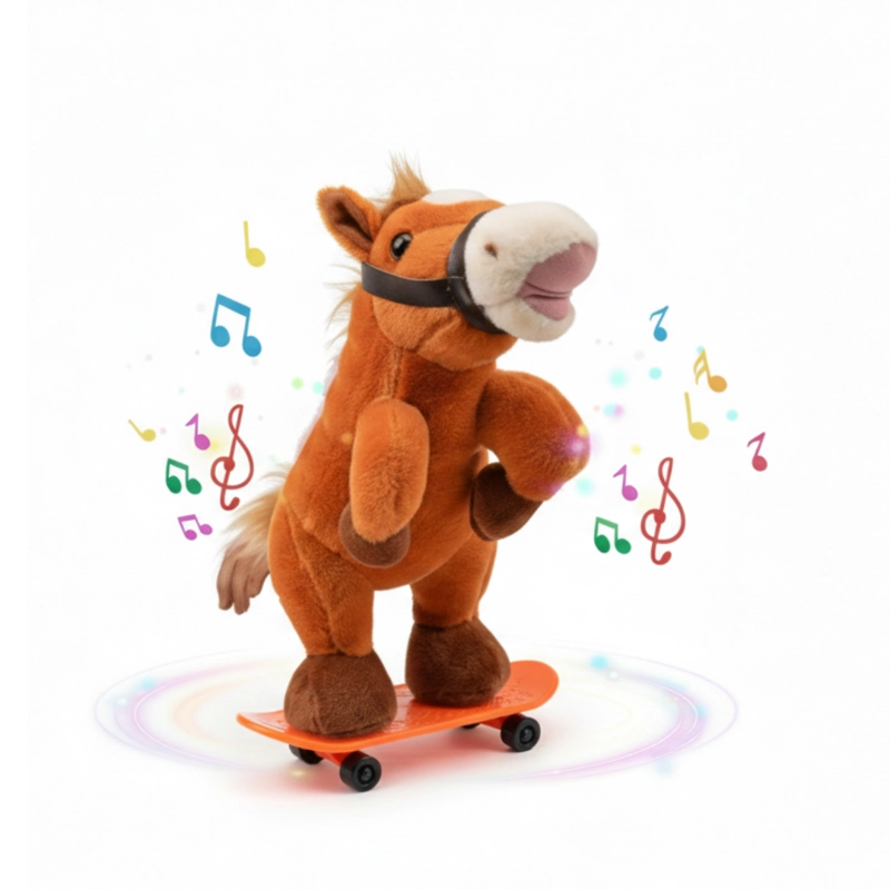 PELUCHE CABALLITO CON MONOPATIN PATINETA PARA NIÑOS -  MUSICAL GIRO 360º - 1
