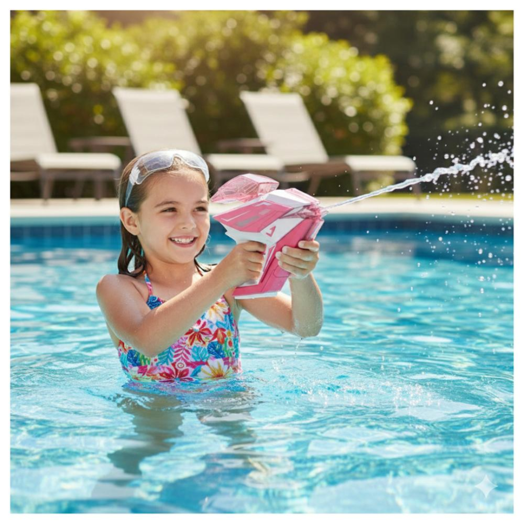PISTOLA DE AGUA FUTURISTA ROSADO LANZADOR DE HIDROGEL 3,4V PARA NIÑOS, NIÑAS Y ADULTOS / VERANO - 2