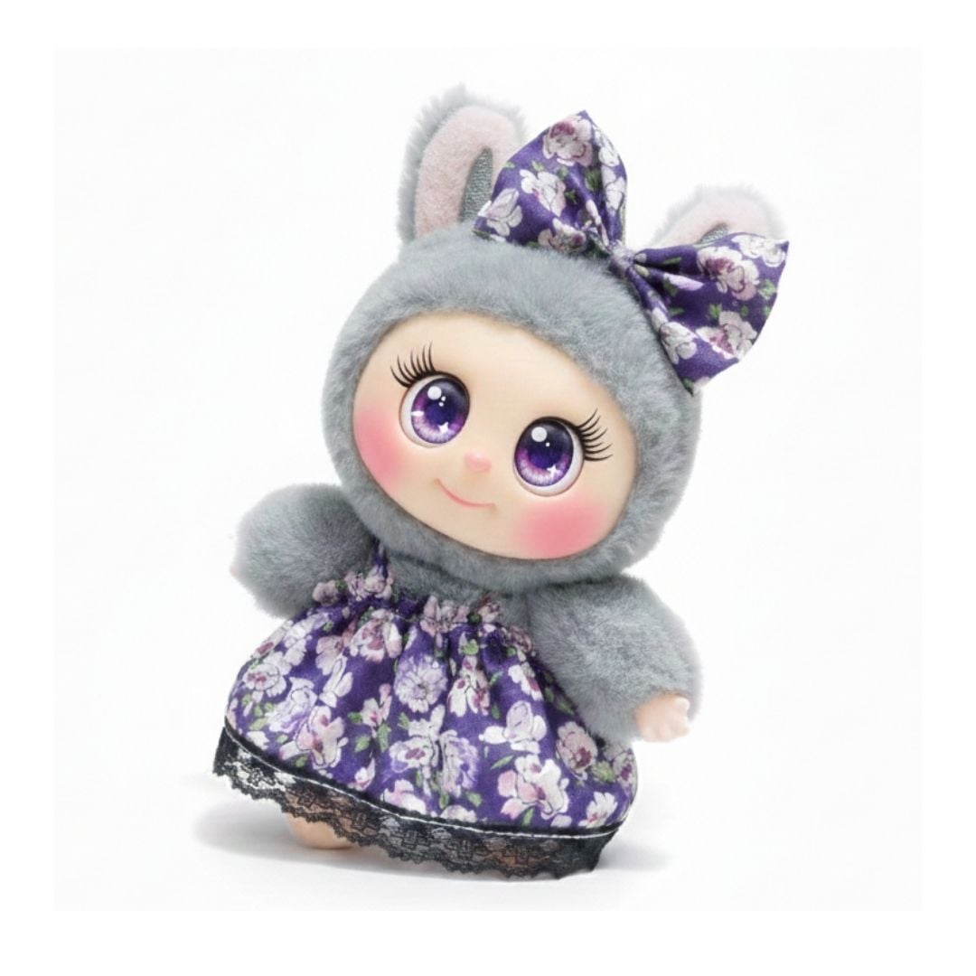 ROPA LABUBU VESTIDO MORADO FLORAL + MOÑITO - 1