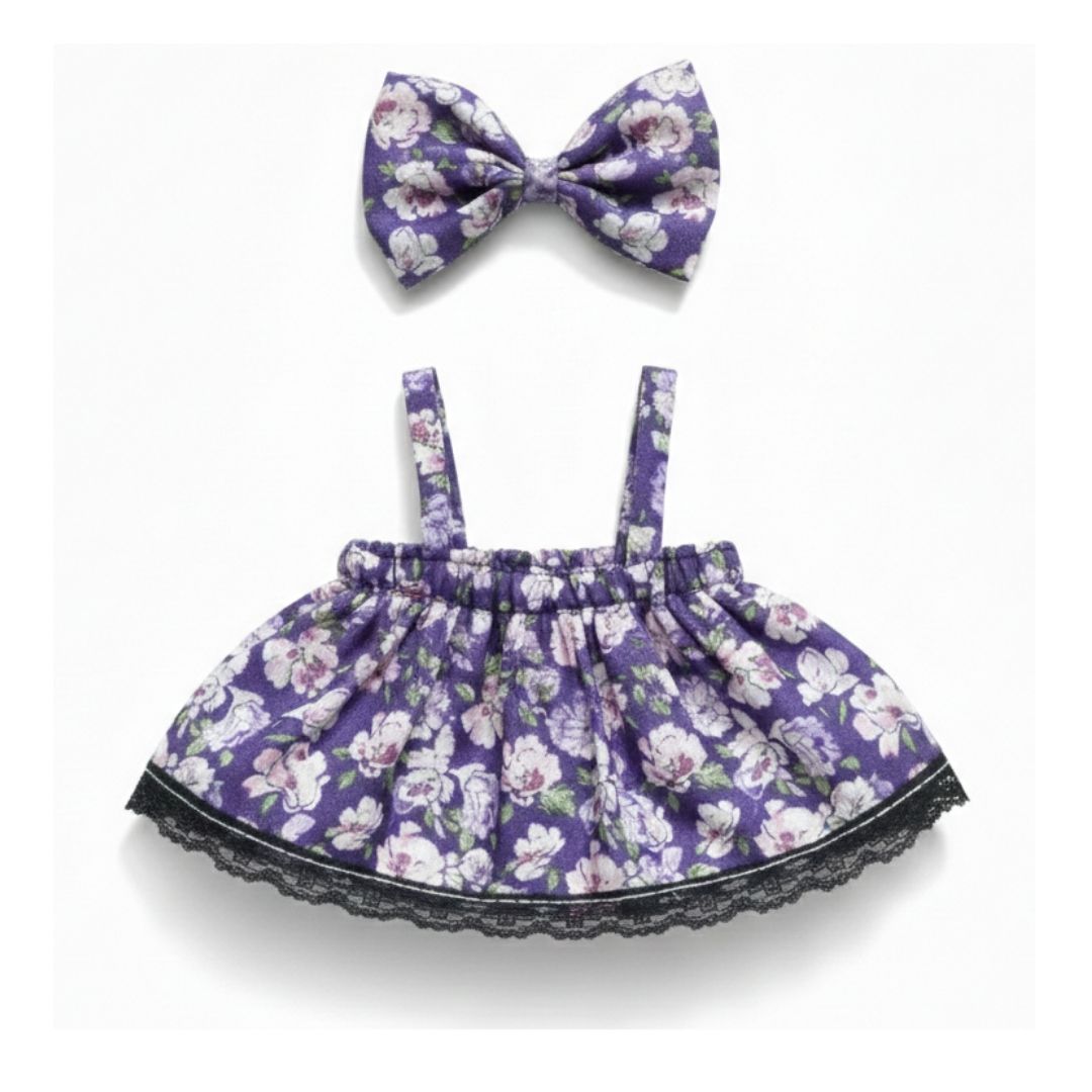 ROPA LABUBU VESTIDO MORADO FLORAL + MOÑITO - 2