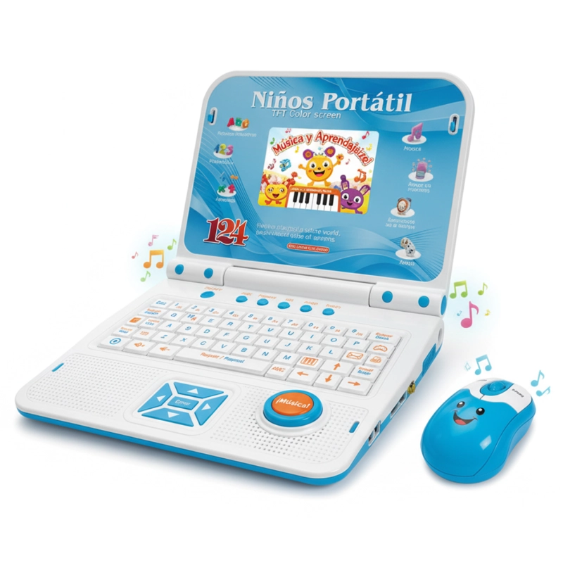 MINI LAPTOP Y MOUSE PARA NIÑOS MUSICAL CABLE USB DIDACTICO - 1
