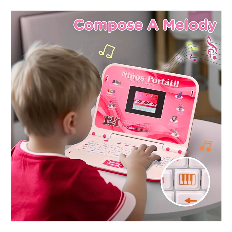 MINI LAPTOP Y MOUSE PARA NIÑAS MUSICAL CABLE USB DIDACTICO - 2